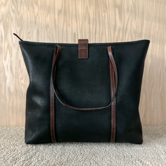 Jack Georges Pebbled Leather Black Laptop Tote Bag - Picture 5 of 15
